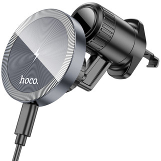 Автотримач з БЗП Hoco HW6 Vision metal magnetic (air outlet) Black / Metal gray - Інтернет-магазин спільних покупок ToGether