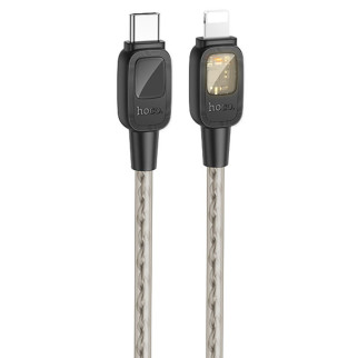 Дата кабель Hoco U124 Stone silicone power-off Type-C to Lightning (1.2m) Black - Інтернет-магазин спільних покупок ToGether