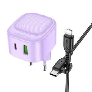 МЗП Borofone BAS22A Fortune PD20W+QC3.0 (1C1A) + Type-C to Lightning Purple - Інтернет-магазин спільних покупок ToGether