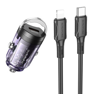 АЗП Borofone BZ29 Ray PD30W (1C) + Type-C to Lightning Transparent purple - Інтернет-магазин спільних покупок ToGether