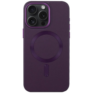 Шкіряний чохол Bonbon Leather Metal Style with MagSafe для Apple iPhone 15 Pro Max (6.7") Фіолетовий / Dark Purple - Інтернет-магазин спільних покупок ToGether