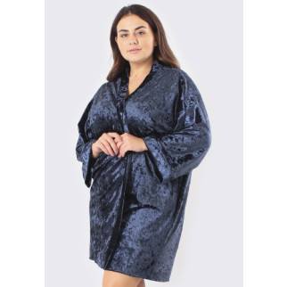 СУПЕР БАТАЛ! Жіночий халат велюровий Крісті для будинку синього кольору 54 - Інтернет-магазин спільних покупок ToGether