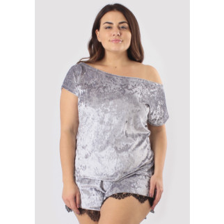Сірий велюровий жіночий комплект (футболка + шорти) - Інтернет-магазин спільних покупок ToGether