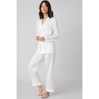 Шовковий комплект блуза та штани для дому та сну білий 44 - Інтернет-магазин спільних покупок ToGether