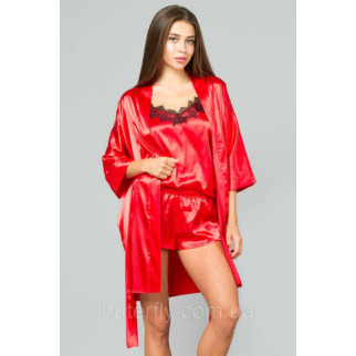 Домашній комплект шортики + майка + халат 42, Червоний - Інтернет-магазин спільних покупок ToGether