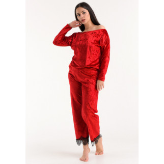 Велюрова жіноча піжама штани та кофта 44, Червоний - Інтернет-магазин спільних покупок ToGether