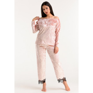 Велюрова жіноча піжама штани та кофта 46, Рожевий - Інтернет-магазин спільних покупок ToGether