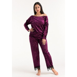Велюрова жіноча піжама штани та кофта 46, Марсала - Інтернет-магазин спільних покупок ToGether