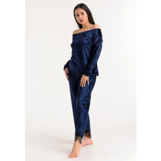 Велюрова жіноча піжама штани та кофта 48, Синій - Інтернет-магазин спільних покупок ToGether