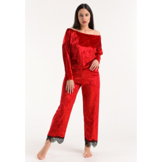 Велюрова жіноча піжама штани та кофта 48, Червоний - Інтернет-магазин спільних покупок ToGether
