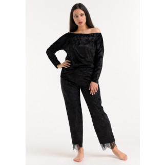 Велюрова жіноча піжама штани та кофта 50, Чорний - Інтернет-магазин спільних покупок ToGether