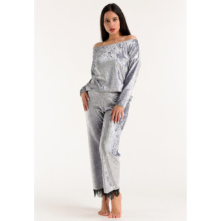 Велюрова жіноча піжама штани та кофта 50, Сірий - Інтернет-магазин спільних покупок ToGether