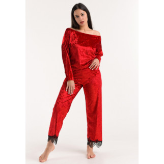 Велюрова жіноча піжама штани та кофта 52, Червоний - Інтернет-магазин спільних покупок ToGether