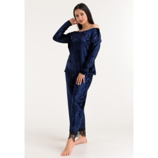 Велюрова жіноча піжама штани та кофта 42, Синій - Інтернет-магазин спільних покупок ToGether