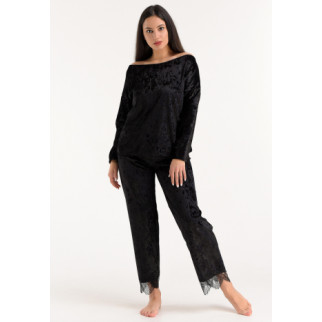 Велюрова жіноча піжама штани та кофта 44, Чорний - Інтернет-магазин спільних покупок ToGether