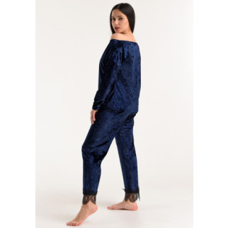 Велюрова жіноча піжама штани та кофта 50, Синій - Інтернет-магазин спільних покупок ToGether