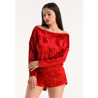 Велюрова жіноча піжама шорти та кофта 42, Червоний - Інтернет-магазин спільних покупок ToGether