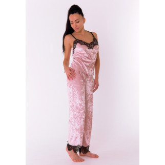 Велюрова  жіноча піжама штани та майка  (17111-138) 44, Рожевий - Інтернет-магазин спільних покупок ToGether