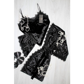 Елегантний одяг для дому шортики майка халат велюр трійка 44 - Інтернет-магазин спільних покупок ToGether
