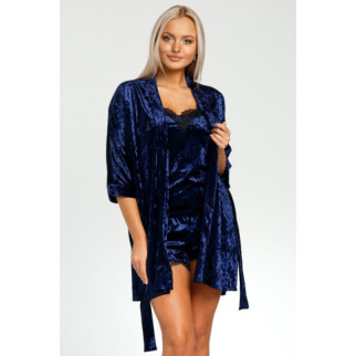 Домашній халат жіночий із плюшевого велюру (синій) 50 - Інтернет-магазин спільних покупок ToGether