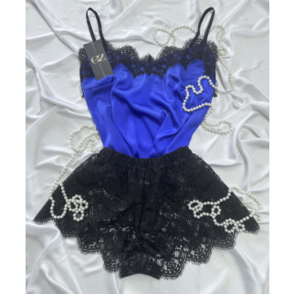 Жіноча піжама атлас-шовк Лоліта (синій/чорний) - Інтернет-магазин спільних покупок ToGether