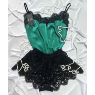 Жіноча піжама атлас-шовк Лоліта (зелений/чорний) - Інтернет-магазин спільних покупок ToGether
