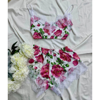 Шовкова яскрава піжама з мереживом майка та шорти, піжами жіночі 44 - Інтернет-магазин спільних покупок ToGether