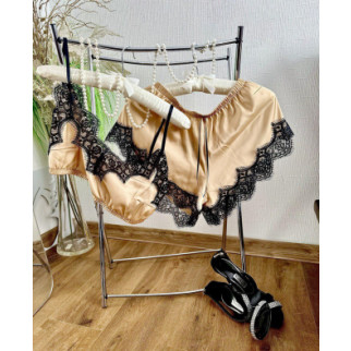 Шовкова яскрава піжама з мереживом майка і шорти, піжами жіночі - Інтернет-магазин спільних покупок ToGether