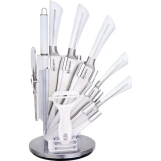 Набір ножів Rainstahl RS/KN-8003-09 з неіржавкої сталі з точилкою, ножицями на підставці 9 предметів - Інтернет-магазин спільних покупок ToGether