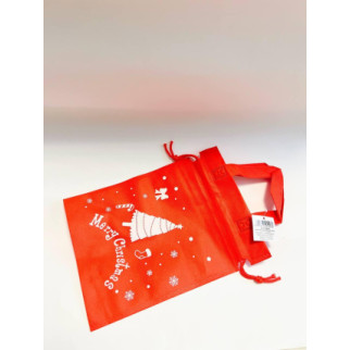 Новорічний мішечок червоний для подарунків із новорічним принтом - Інтернет-магазин спільних покупок ToGether