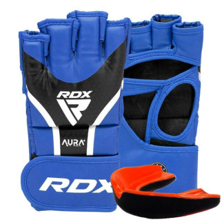 Рукавиці для ММА RDX AURA PLUS T-17 Blue/Black S (капа у комплекті) - Інтернет-магазин спільних покупок ToGether