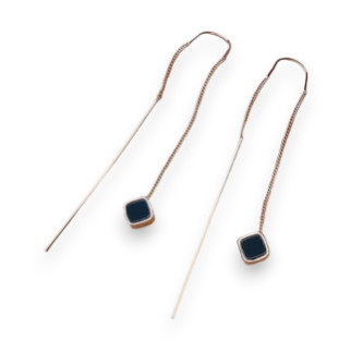 Жіночі довгі сережки протяжки ромбики з чорними фіанітами 5.8 см - Інтернет-магазин спільних покупок ToGether