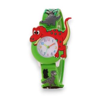 Кварцовий дитячий наручний годинник у вигляді Динозаврика Рекса зелені мультфільм 3D Динозавр Силіконовий - Інтернет-магазин спільних покупок ToGether