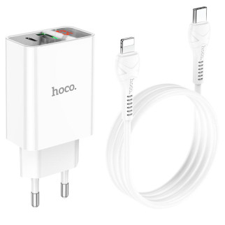 МЗП HOCO C100A PD20W+QC3.0 + Type-C to Lightning White - Інтернет-магазин спільних покупок ToGether