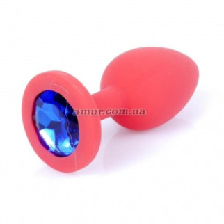 Анальна пробка Jawellery Small рожева, із синім каменем - Інтернет-магазин спільних покупок ToGether