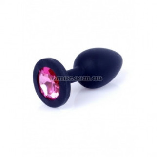 Анальна пробка Jawellery Black Silikon Small чорна, з рожевим каменем - Інтернет-магазин спільних покупок ToGether