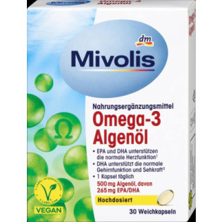 Вітаміни "Mivolis - Олія водоростей Омега-3" для нормальної роботи серця, функції мозку та зору, 30 шт., Німеччина - Інтернет-магазин спільних покупок ToGether