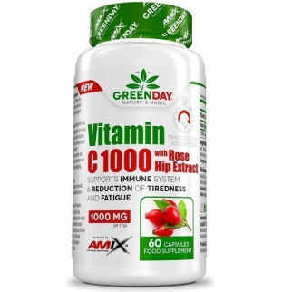Вітамін C для спорту Amix Nutrition GreenDay ProVegan Vitamin C 1000 mg with RoseHip 60 Veg Caps - Інтернет-магазин спільних покупок ToGether