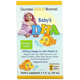Омега 3 California Gold Nutrition Baby's DHA, Omega-3s with Vitamin D3 59 ml - Інтернет-магазин спільних покупок ToGether