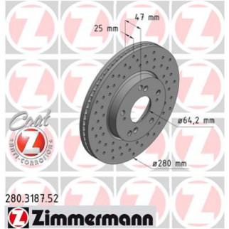 Тормозной диск ZIMMERMANN 280.3187.52 - Топ Продаж! - Інтернет-магазин спільних покупок ToGether
