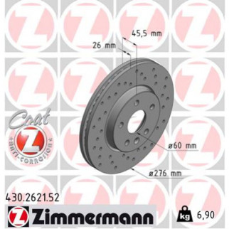 Тормозной диск ZIMMERMANN 430.2621.52 - Топ Продаж! - Інтернет-магазин спільних покупок ToGether