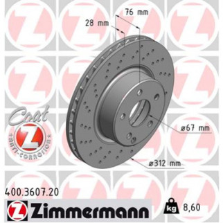 Тормозной диск ZIMMERMANN 400.3607.20 - Топ Продаж! - Інтернет-магазин спільних покупок ToGether