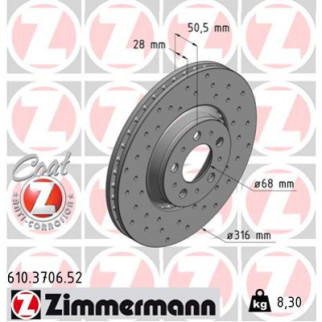 Тормозной диск ZIMMERMANN 610.3706.52 - Інтернет-магазин спільних покупок ToGether