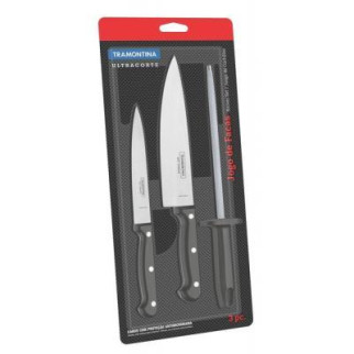Набор ножей Tramontina Ultracorte 3 предмета (2 ножа + мусат) (23899/072) - Топ Продаж! - Інтернет-магазин спільних покупок ToGether