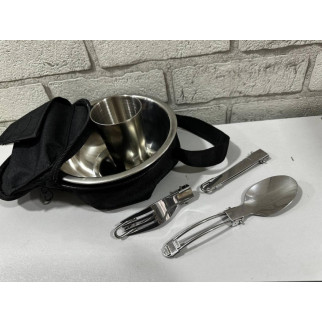 Комплект посуду для 1 людини складні прибори +сумка чорна - Інтернет-магазин спільних покупок ToGether