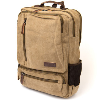 Рюкзак текстильний дорожній унісекс на два відділення Vintage 20616 Бежевий - Інтернет-магазин спільних покупок ToGether