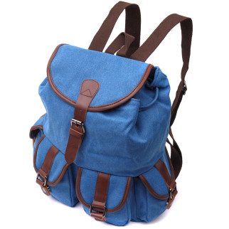 Місткий текстильний рюкзак, що закривається клапаном на магніт Vintage 22152 Блакитний - Інтернет-магазин спільних покупок ToGether