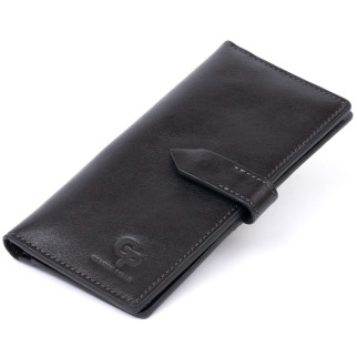 Вертикальний гаманець глянсовий Anet на кнопці GRANDE PELLE 11324 Чорний - Інтернет-магазин спільних покупок ToGether