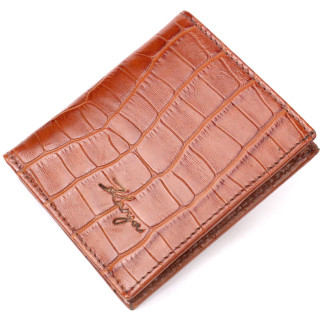 Надійний чоловічий гаманець із фактурної шкіри під рептилію KARYA 21058 Коричневий - Інтернет-магазин спільних покупок ToGether