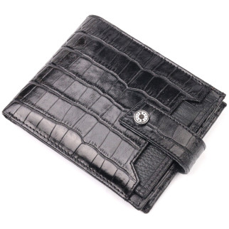 Стильний чоловічий гаманець із фактурної шкіри під рептилію KARYA 21065 Чорний - Інтернет-магазин спільних покупок ToGether